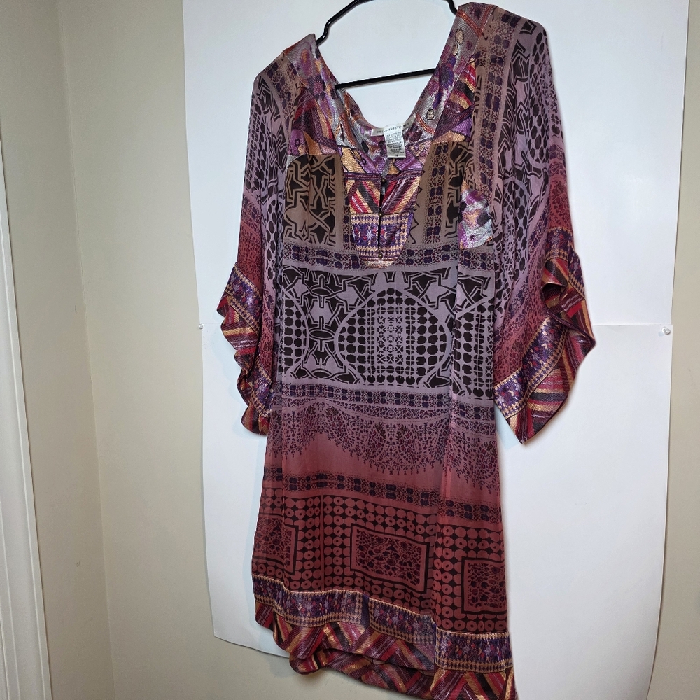 Diane VonFurstenberg Bohemian Patterned Silk Dress Women 14 Festival